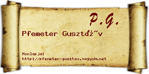 Pfemeter Gusztáv névjegykártya